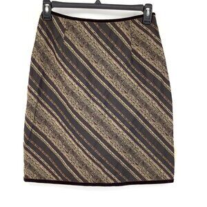 J. Jill Size 8P Elegant Brown Striped A-Line Skirt Tapestry Style Preppy Office